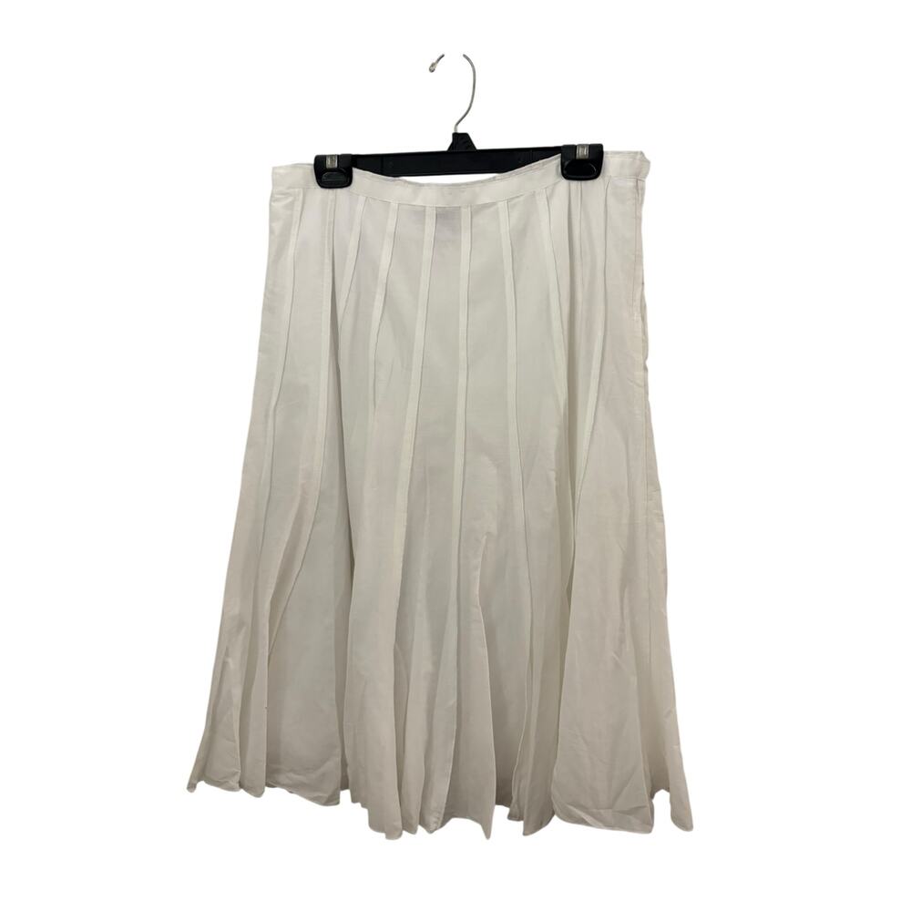 Focus White Pleated A-line Skirt 12 100% Cotton Boho Fairycore Feminine Lined